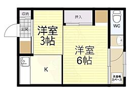 第二旭荘 1DKの間取図画像
