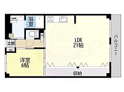 シャルマンコーポ塚口 1LDKの間取図画像