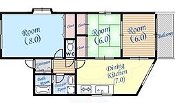 ドミール昆陽 3DKの間取図画像