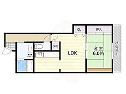 ディアコート新大阪 1LDKの間取図画像