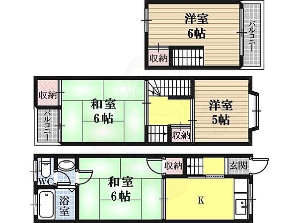 中本2丁目貸家 ｜大阪府大阪市東成区中本２丁目(賃貸一戸建4K・1階・60.00㎡)の写真 その2