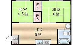 新大阪土井コーポ 1LDKの間取図画像
