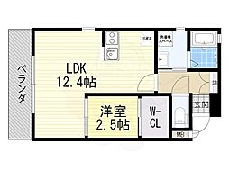 阪急宝塚本線 服部天神駅 徒歩9分の賃貸アパート 2階1LDKの間取り