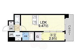 Alivis Shimo-Shinjo SoL TERRAC 1LDKの間取図画像