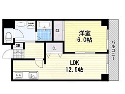 ラフィネ淀川 1LDKの間取図画像