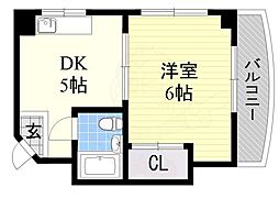 Rエンシンビル 1DKの間取図画像