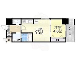 グランルクレ新大阪 1LDKの間取図画像