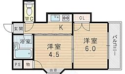 三国パラシオン 2Kの間取図画像
