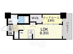 セレ二テ新大阪プリエ 1LDKの間取図画像