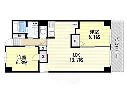 パークヒルズ新大阪オアシス 2LDKの間取図画像