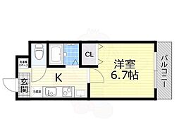 フローライト新大阪 1Kの間取図画像