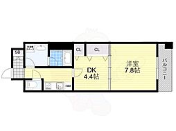 レフィーナカルム江坂 1DKの間取図画像