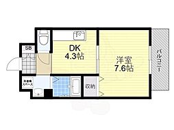 今川マンション 1DKの間取図画像