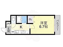 フローライト新大阪 1Kの間取図画像