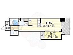 リビオメゾン新大阪 1LDKの間取図画像