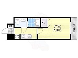 アリビオ千里豊津 1Kの間取図画像