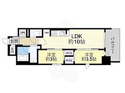 リビオメゾン新大阪 2LDKの間取図画像