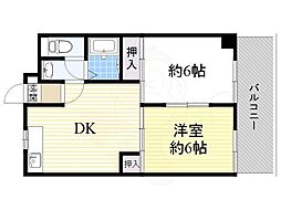 上新庄グランドハイツ北 2DKの間取図画像
