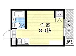 藤井三国マンション ワンルームの間取図画像