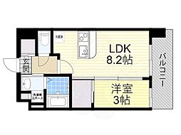 Luxe新大阪VI 1LDKの間取図画像