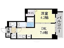 S-RESIDENCEESAKA 1DKの間取図画像
