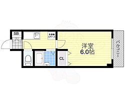 ローズコーポ新大阪8 1Kの間取図画像
