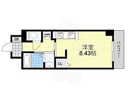 セレブコート新北野 ワンルームの間取図画像