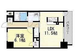 S-RESIDENCE新大阪駅前 1LDKの間取図画像