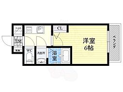 ラドゥセール江坂2 1Kの間取図画像
