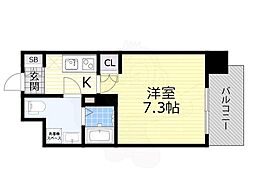 アスリート江坂2 1Kの間取図画像