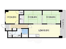 グローバルハイツ豊中 3LDKの間取図画像