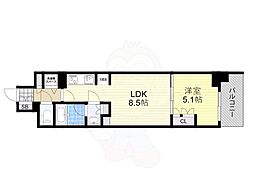 シティカレント新大阪 1LDKの間取図画像