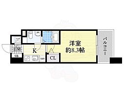 プラウドフラット新大阪 1Kの間取図画像