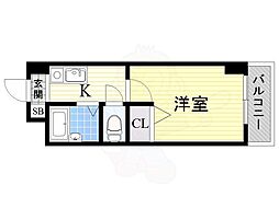 ノルデンハイム淡路D棟 1Kの間取図画像