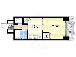ノルデンハイム東三国B棟 1DKの間取図画像