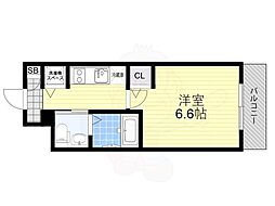 エスリード江坂江の木町 1Kの間取図画像