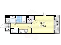 レジュールアッシュ江坂 1Kの間取図画像