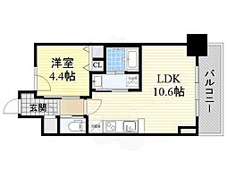 スプランディッド新大阪キャトル 1LDKの間取図画像