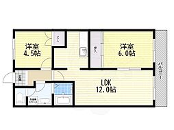 アイボリッチウエスト 2LDKの間取図画像