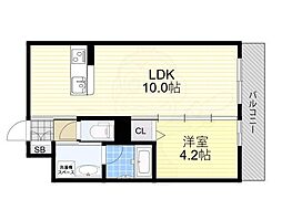 エルパシオン吹田泉町 1LDKの間取図画像