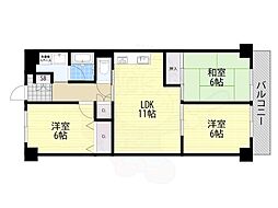 新大阪グランドハイツ1号棟 3LDKの間取図画像