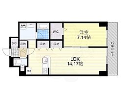 カルム江坂 1LDKの間取図画像