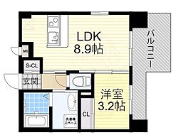 Luxe東三国west 1LDKの間取図画像