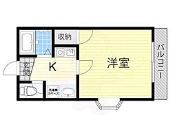 京阪本線 牧野駅 徒歩3分の賃貸マンション 3階1Kの間取り