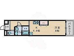 リベルテ交野 ワンルームの間取図画像