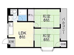 メゾンハシモト 2LDKの間取図画像