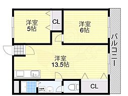 レジデンス松栄 2LDKの間取図画像