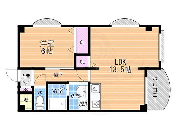 パイネリーF1 402｜兵庫県尼崎市南武庫之荘３丁目(賃貸マンション1LDK・4階・47.14㎡)の写真 その2