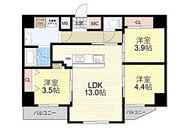 アーバネックス塚口 2階3LDKの間取り