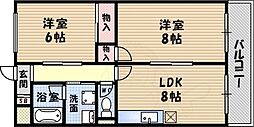 サンクレール武庫之荘 2LDKの間取図画像